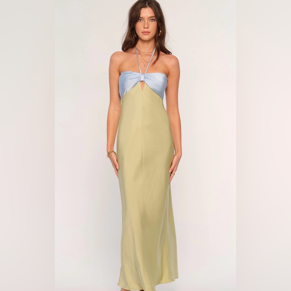 Heartloom London Strapless Dress in Blue and Green NWT